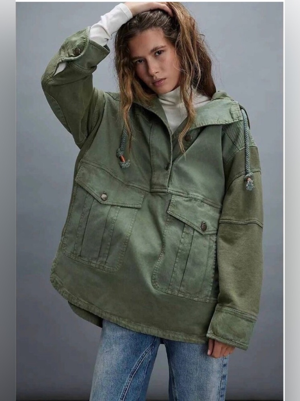 Oversized Marlie Washed Pullover Jacket With Hood